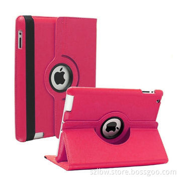 Hot Pink Case for Apple iPad 2 3 4, 360 Degree Rotating PU Leather Cover Stand